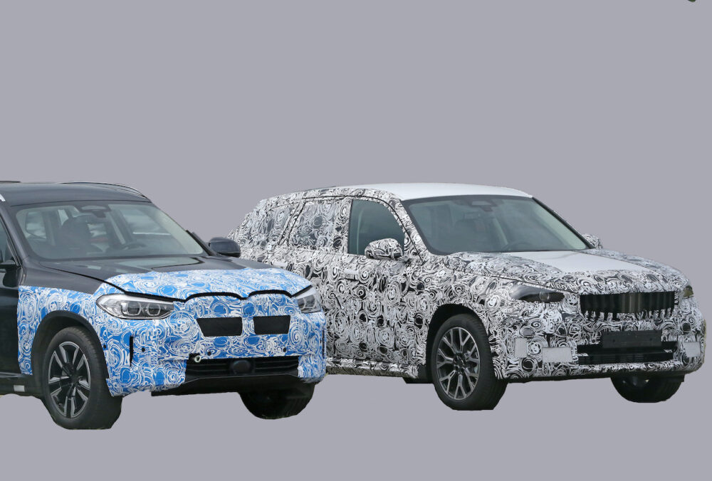 次期新型BMW X1 プロトタイプ スパイショット と現行モデルフロント