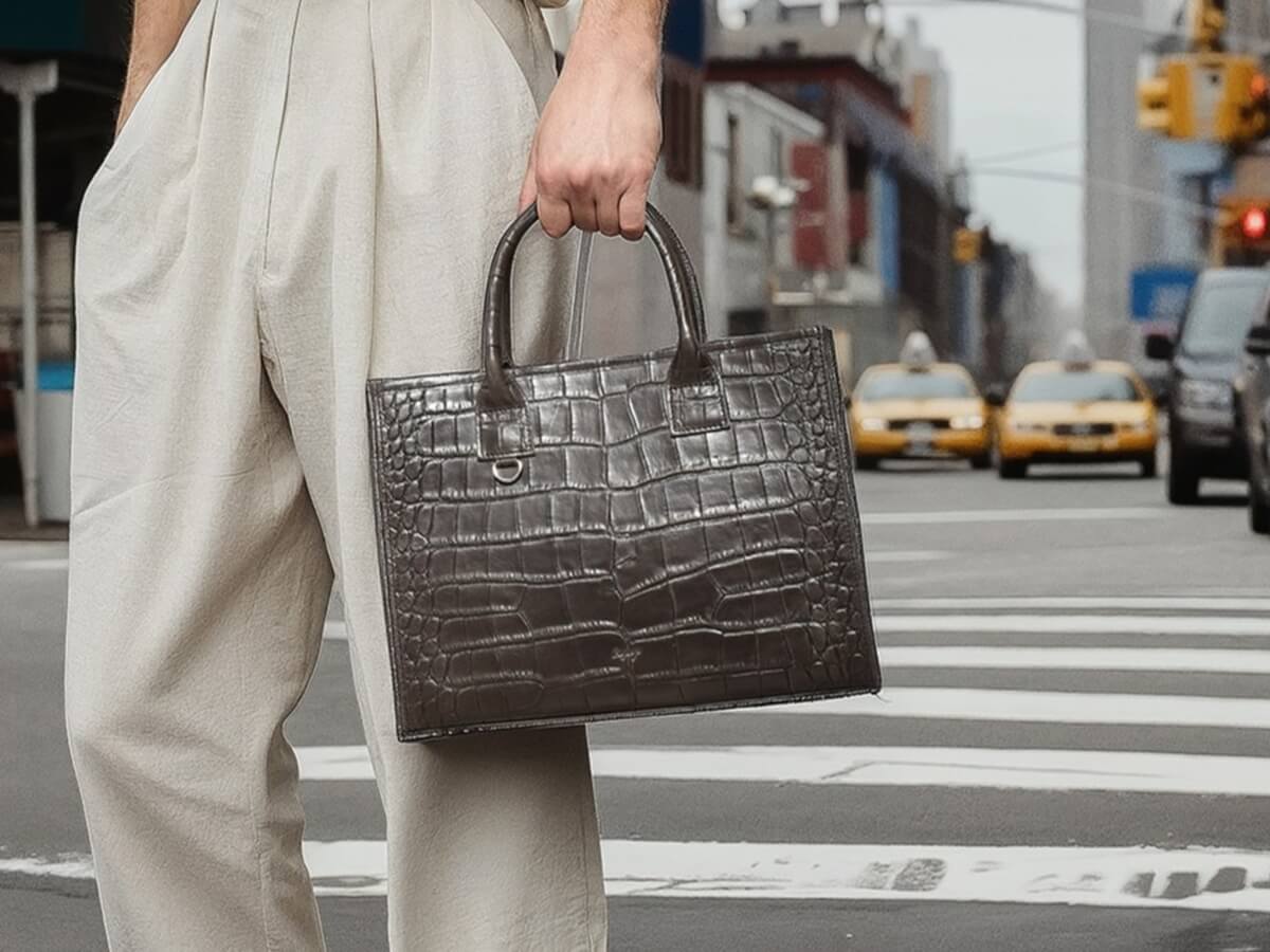 ☆日本未上陸*ALDO*新作*クロコ型エンボストートバッグ/BLACK☆ クロコダイル トートバッグ メンズ ワニ革 本革 ビジネス